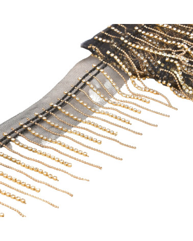 Spule 9m Fransenkette 80mm schwarz/gold