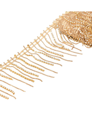 9m Spule mit Kettenfransen 80mm Ecru/Gold