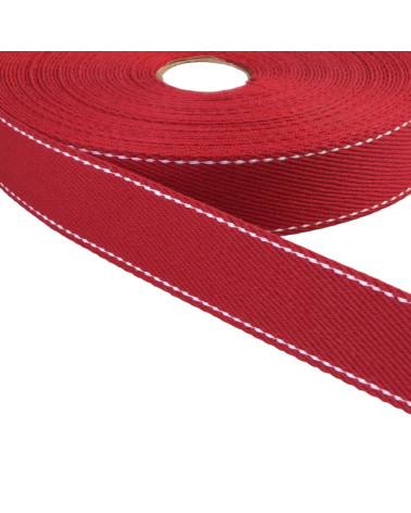 20m reel of saddle stitch strap 30mm red