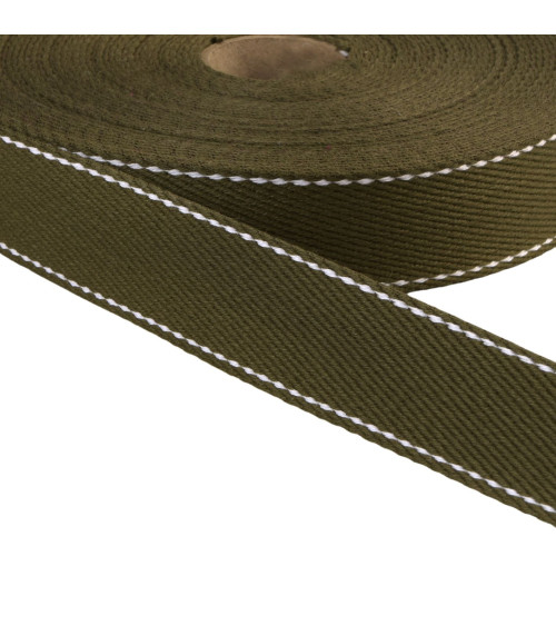 20m reel saddle stitch strap 30mm khaki