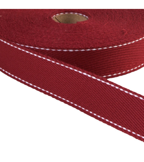 Bobine 20m sangle point sellier 30mm bordeaux