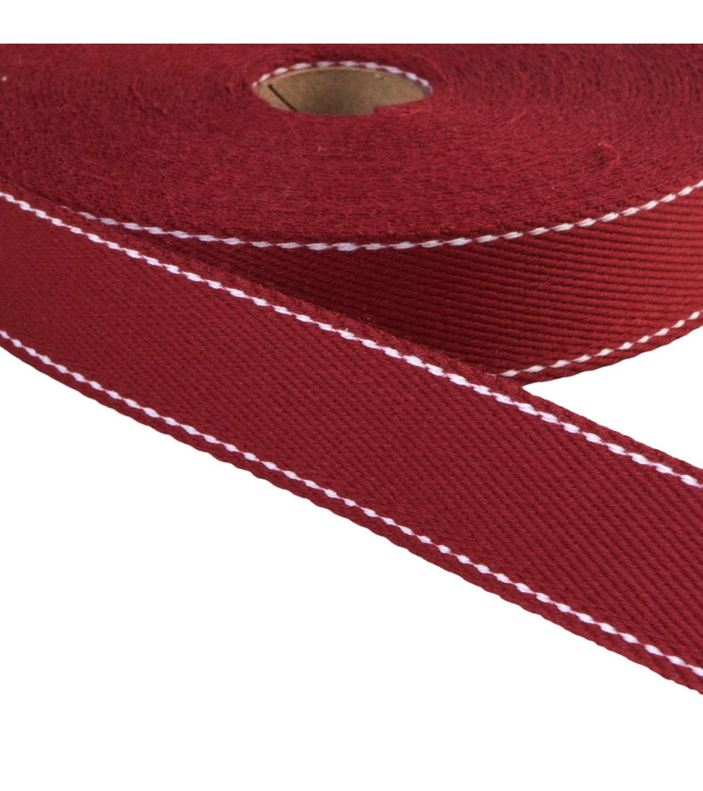 Bobine 20m sangle point sellier 30mm bordeaux