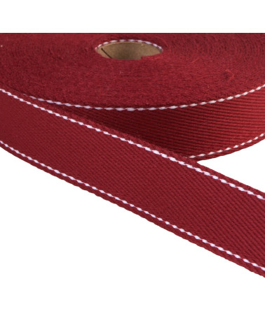 20m reel saddle stitch strap 30mm burgundy
