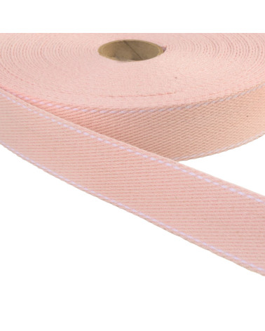 Bobine 20m sangle point sellier 30mm rose clair