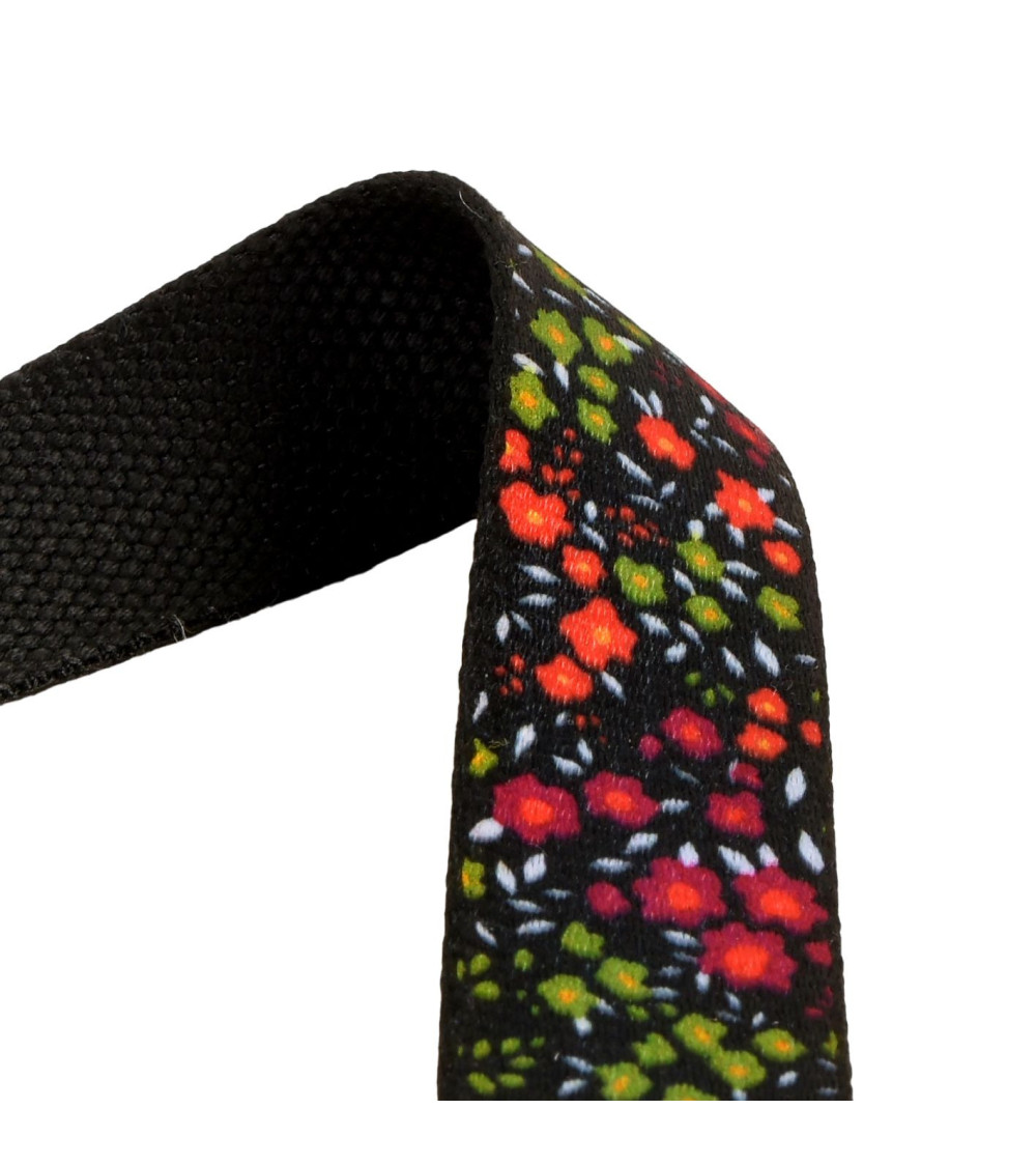 20m reel webbing flowers 30mm black