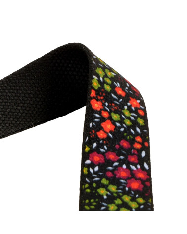 20m reel webbing flowers 30mm black