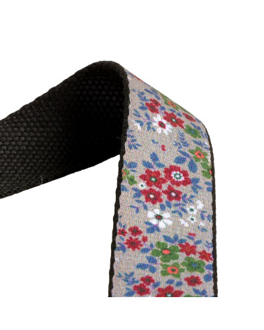 Spool of 20m strap with 30mm light grey flowers