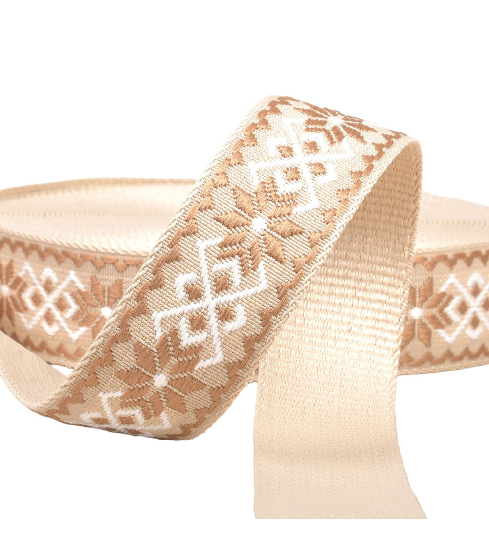 Reel 14.5m ethnic flower strap 38mm beige