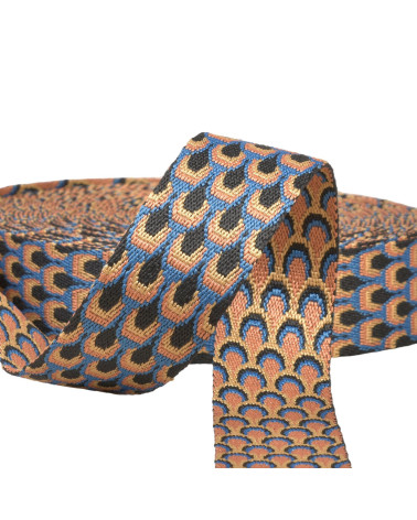 Carrete de 14,5 m correa pavo real 38 mm azul denim