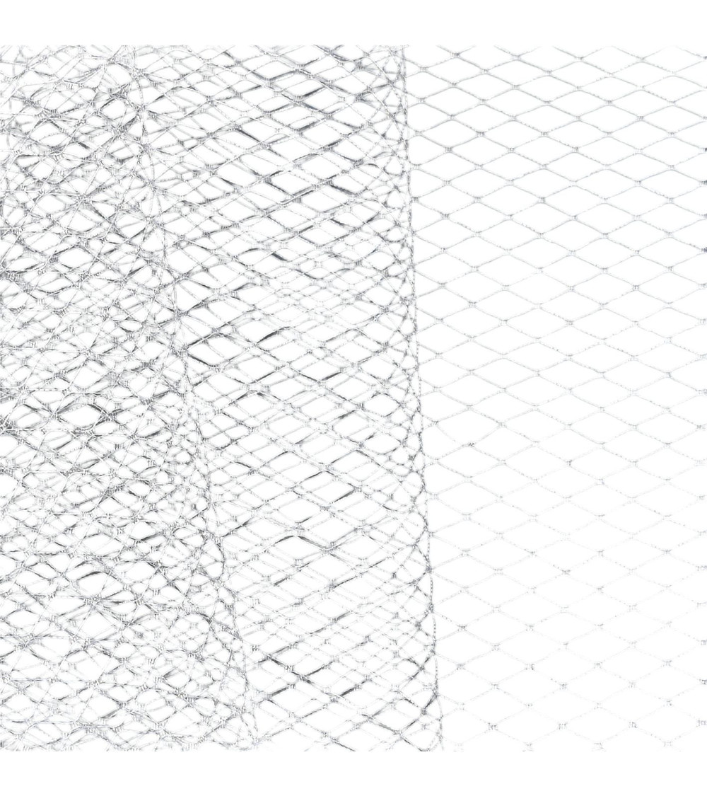 22m spool of fishnet veil for hats 250mm white/silver