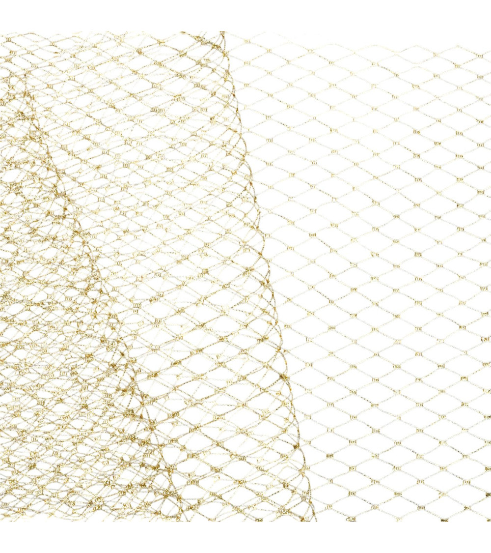 22m spool of fishnet veil for hats 250mm ecru/gold
