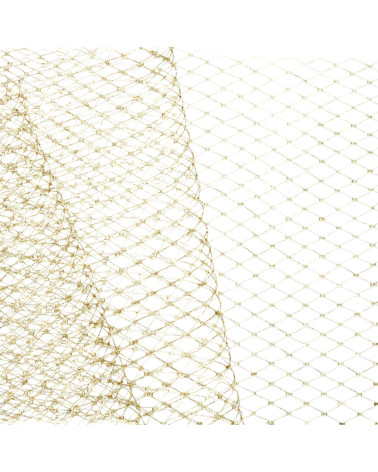 22m spool of fishnet veil for hats 250mm ecru/gold