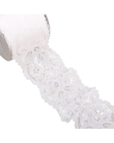 Bobina 25m encaje Rachel entre dos flores 100mm blanco