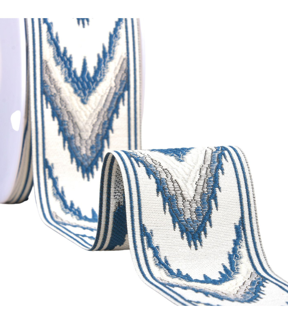 24m spool of herringbone jacquard braid 58mm blue