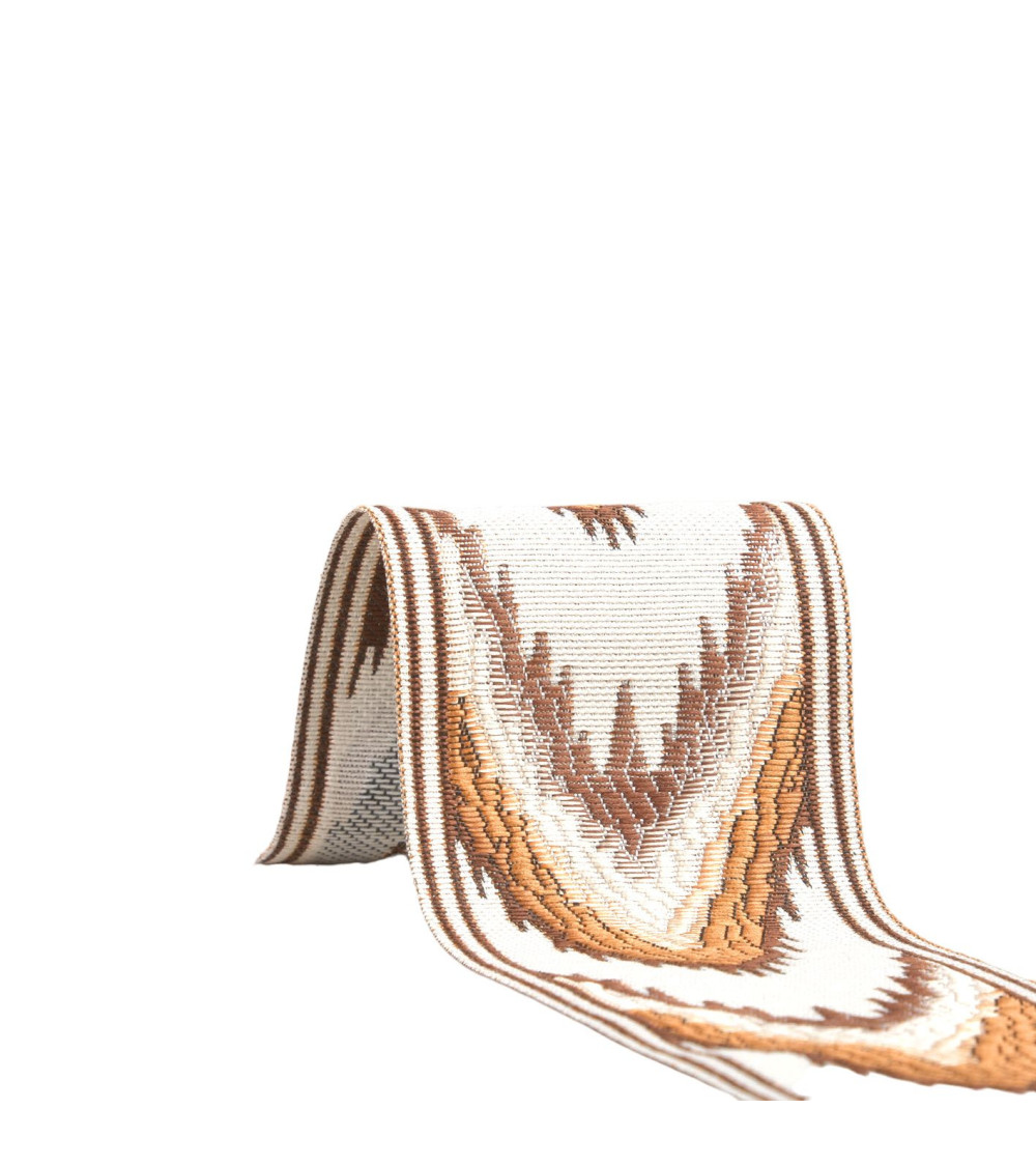 Bobine 24m galon jacquard chevrons 58mm marron chocolat