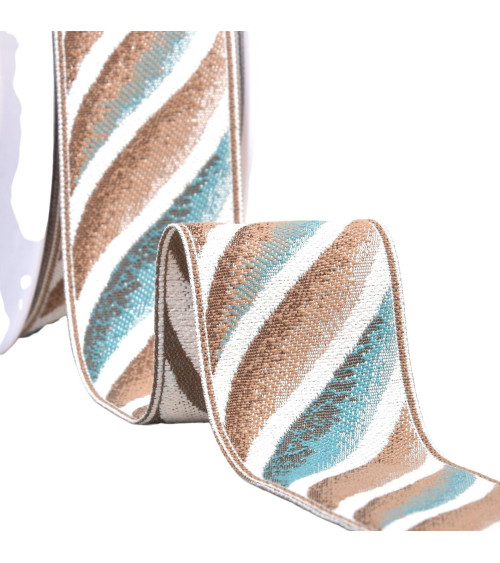 24m spool of wave jacquard braid 58mm blue/brown