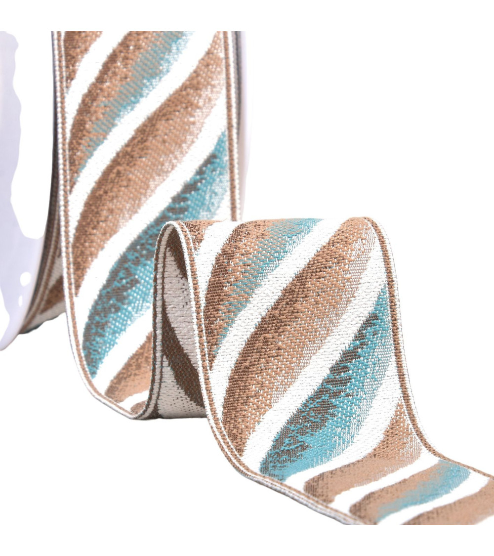 24m spool of wave jacquard braid 58mm blue/brown