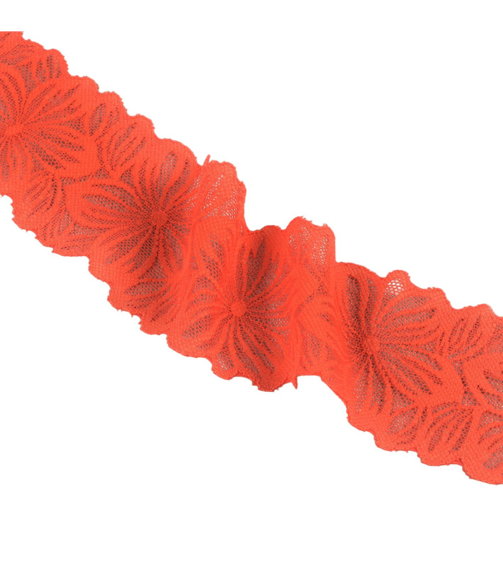 Spool 15m elastic lace flowers 57mm Bengal