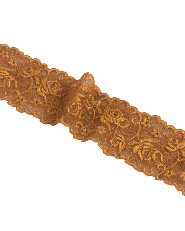 Bobina da 15 m fiori di pizzo elastico da 62 mm marrone cioccolato
