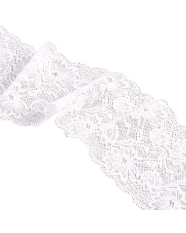 Bobina da 15m fiori di pizzo elastico 102mm bianco