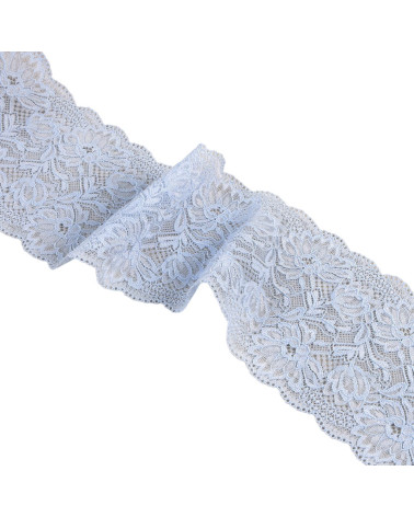 Bobina da 15mt pizzo elastico fiori 102mm azzurro