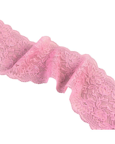 Bobina da 15 m fiori di pizzo elastico da 102 mm rosa