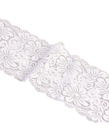 Bobina da 15m fiori di pizzo elastico 85mm bianco