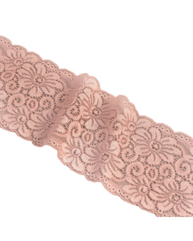 Bobina da 15 m fiori di pizzo elastico da 85 mm salmone