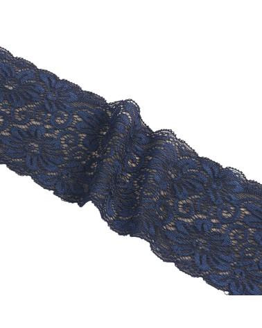 Bobina da 15m fiori di pizzo elastico 85mm blu navy