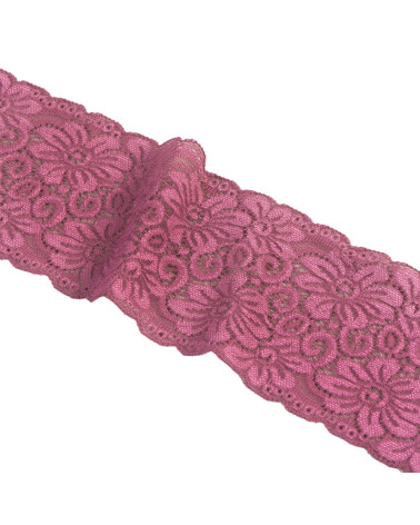 Bobina da 15m fiori di pizzo elastico 85mm viola