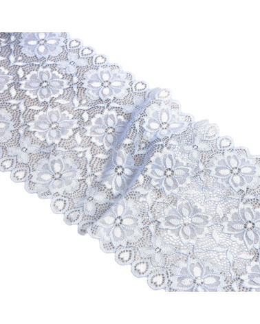 Bobina da 15mt pizzo elastico fiori 180mm azzurro