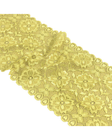 Bobine 15m dentelle élastique fleurs 180mm vert anis