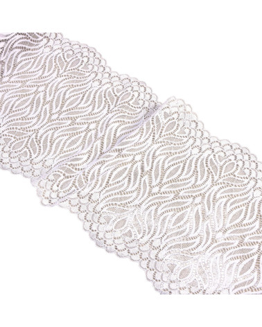 Bobina 15mt pizzo elastico fiamma 200mm bianco