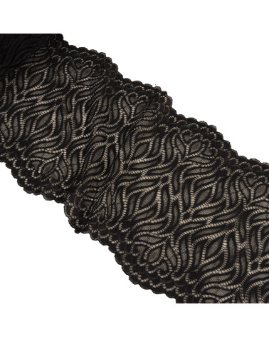Bobina 15mt pizzo fiamma elastico 200mm nero
