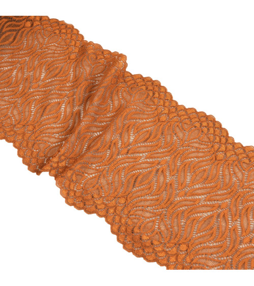 Spool 15m elastic flame lace 200mm chocolate brown
