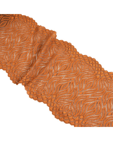Bobina da 15m di pizzo elastico fiamma 200mm marrone cioccolato