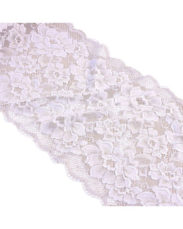Spool 15m elastic lace flowers 230mm white