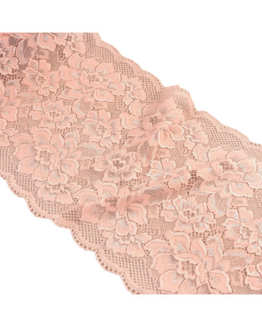Bobina da 15 m fiori di pizzo elastico da 230 mm salmone