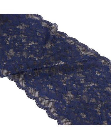 Bobina da 15 m fiori di pizzo elastico 230 mm blu navy