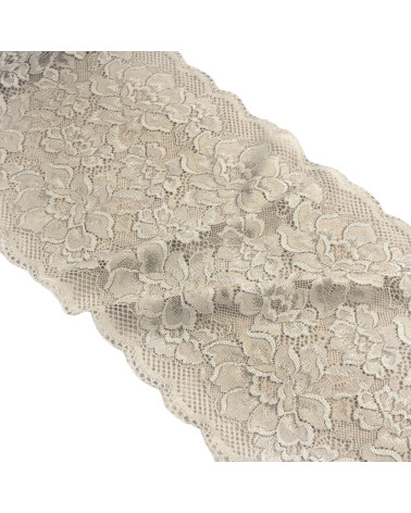 Bobina da 15 m fiori di pizzo elastico da 230 mm grigio medio