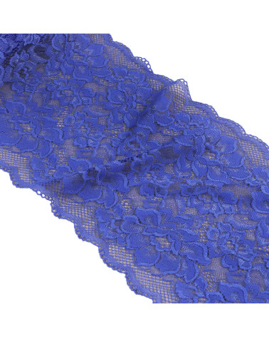 Spool 15m elastic lace flowers 230mm royal blue