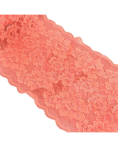 Bobina da 15 m fiori di pizzo elastico da 230 mm salmone scuro