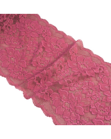 Spool 15m elastic lace flowers 230mm fuchsia