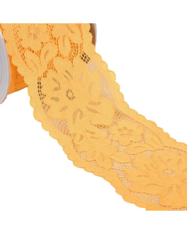 Spool of 25m elastic lace between two flowers 110mm gold