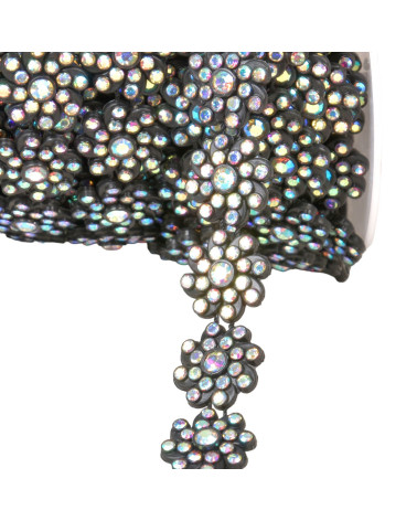 Bobina da 9 m treccia di fiori 17 mm 17 mm nero