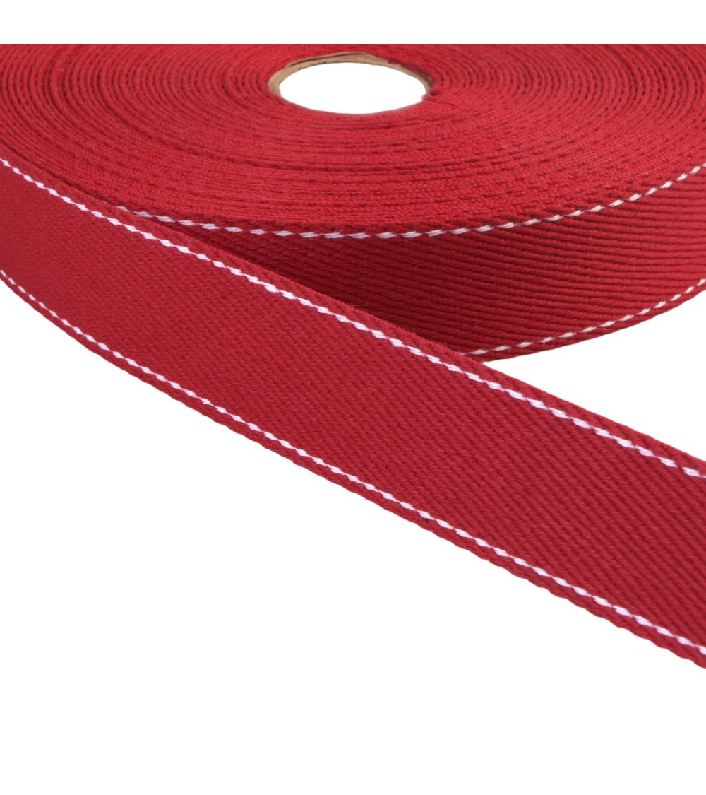 Saddle stitch strap 30mm red per meter