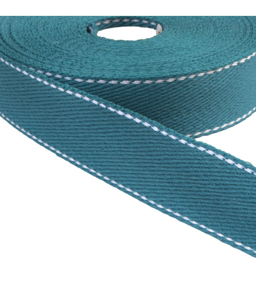 Saddle stitch strap 30mm duck blue per meter