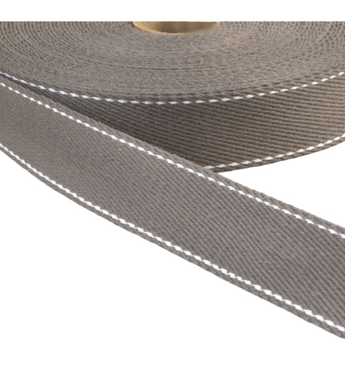 Saddle stitch strap 30mm gray black per meter