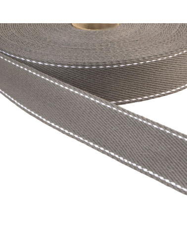 Saddle stitch strap 30mm gray black per meter