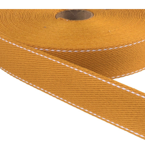 Saddle stitch strap 30mm mustard per meter